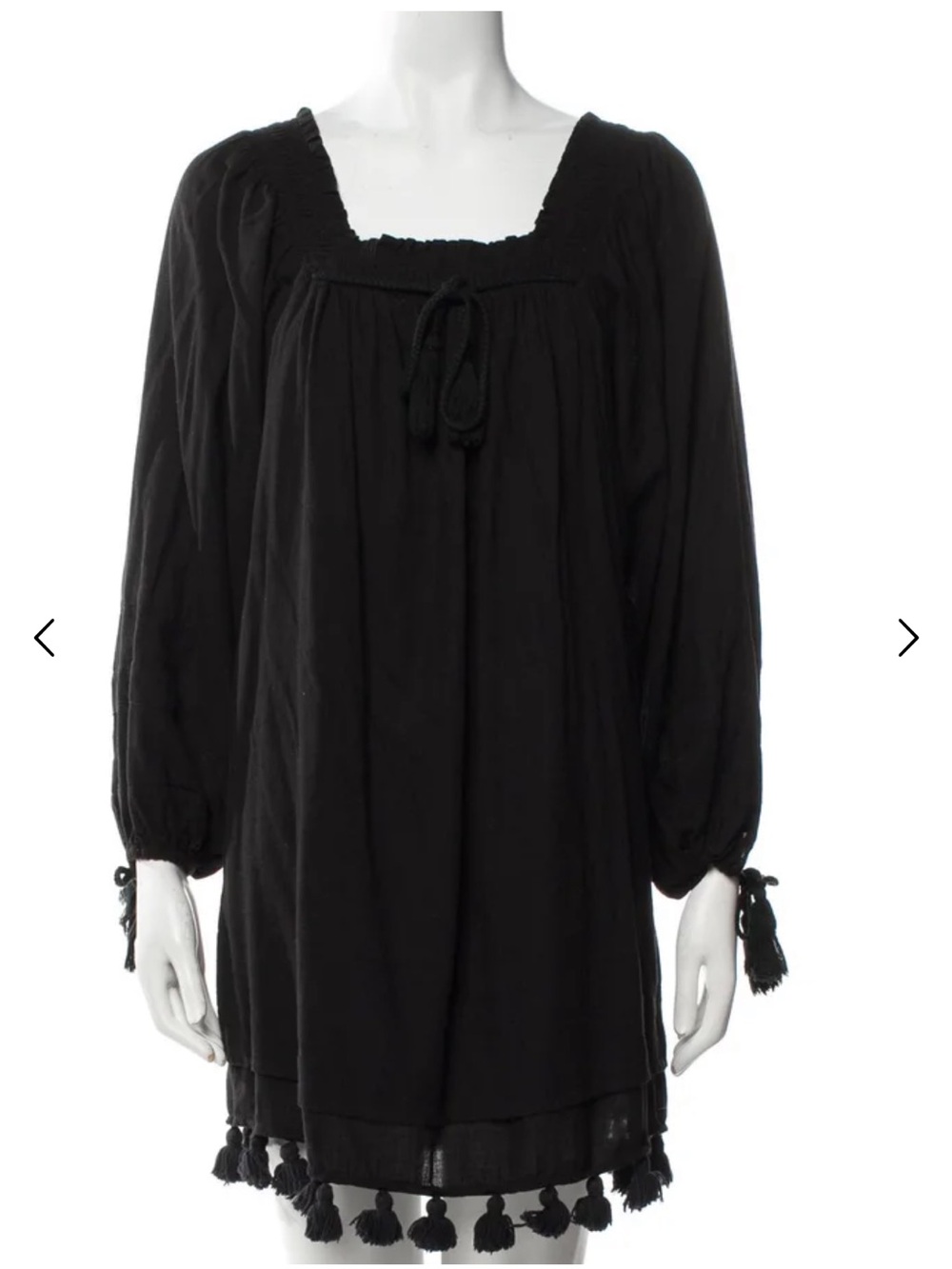 Apiece Apart Black Tassel Hem Peasant Tunic